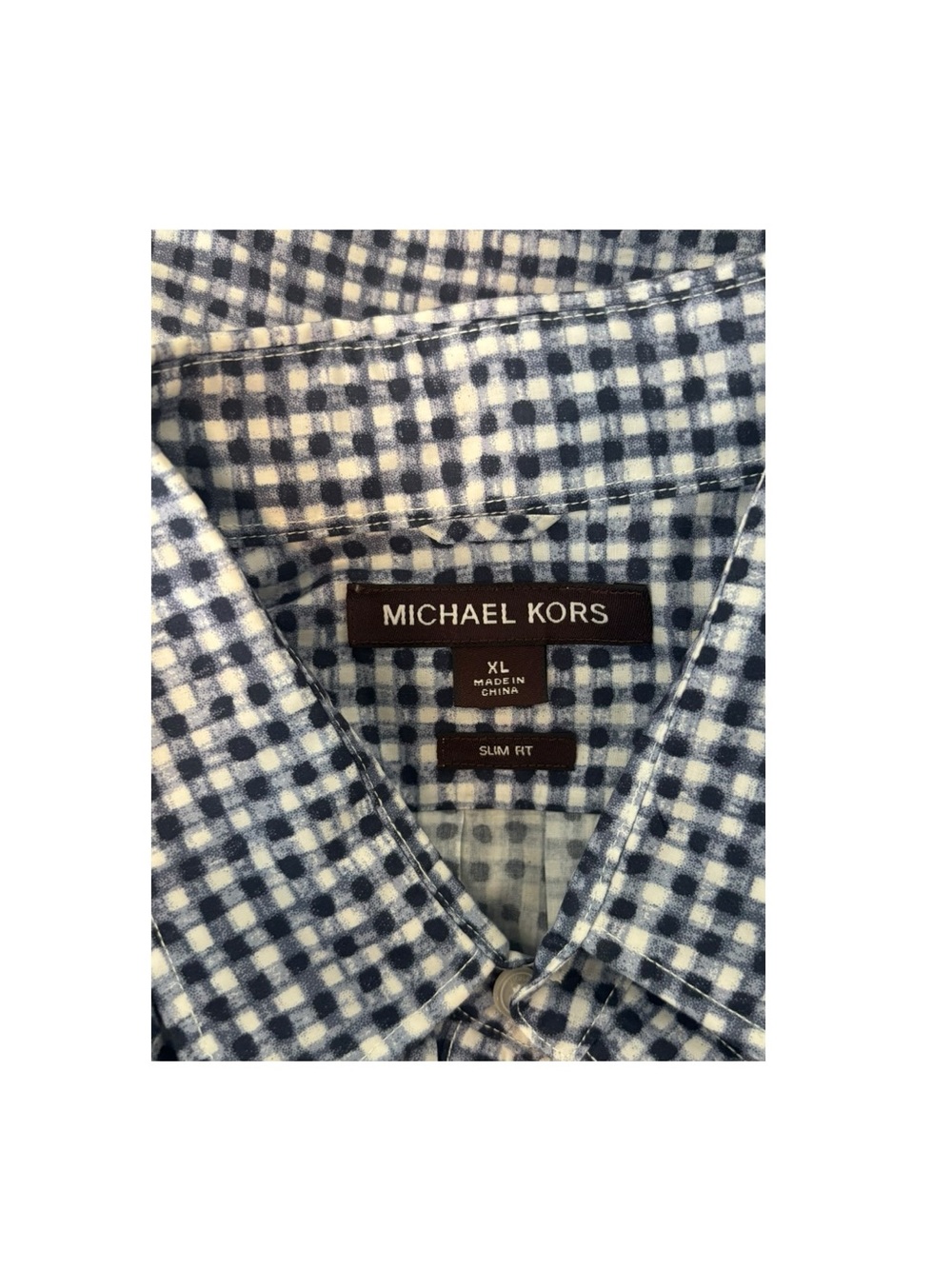 Michael Kors Slim Fit Dip-Dyed Gingham Linen Shirt - Picture 4 of 4